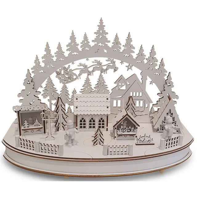 riffelmacher-weihnachtsmarkt-led-schwibbogen-holz-wei-36cm-timer image 1