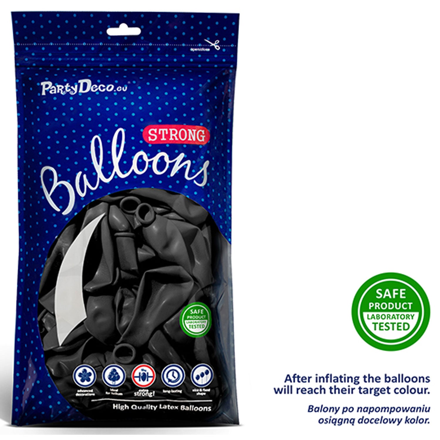das-kost-mland-dekorationen-latexballon-uni-metallic-schwarz-100-stk image 2