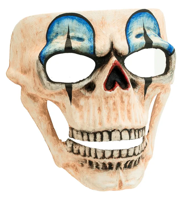 das-kost-mland-commedia-dellarte-totenkopf-maske-beige-blau image 1