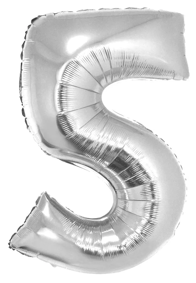 das-kost-mland-zahlen-folienballon-xxl-100cm-silber-zahl-5 image 1