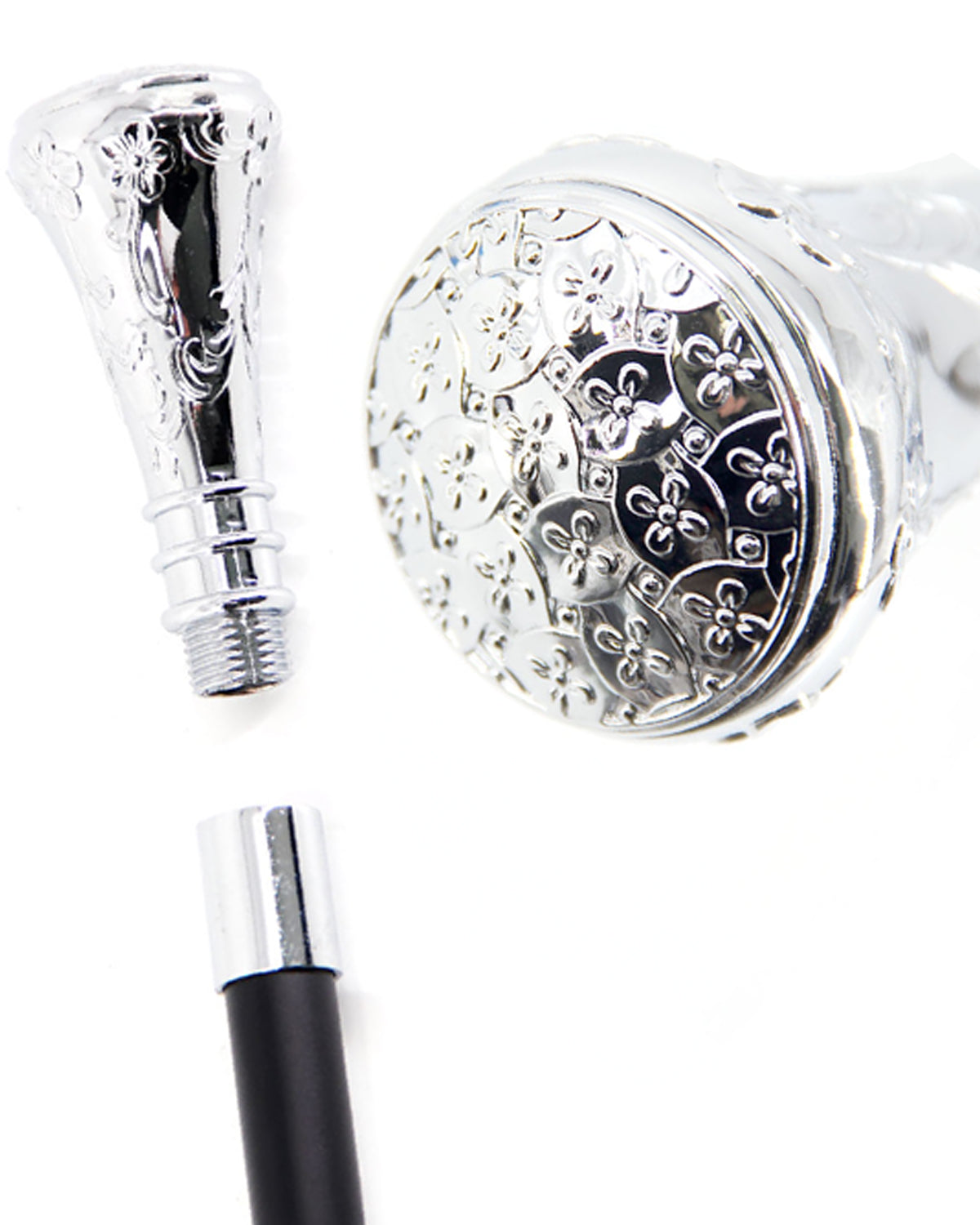das-kost-mland-gehstock-silberknauf-schwarz-silber-93cm-metall image 2