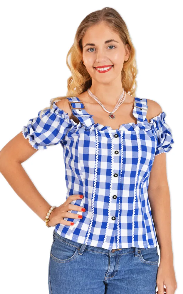 das-kost-mland-mandy-karo-trachtenbluse-damen-blau image 1