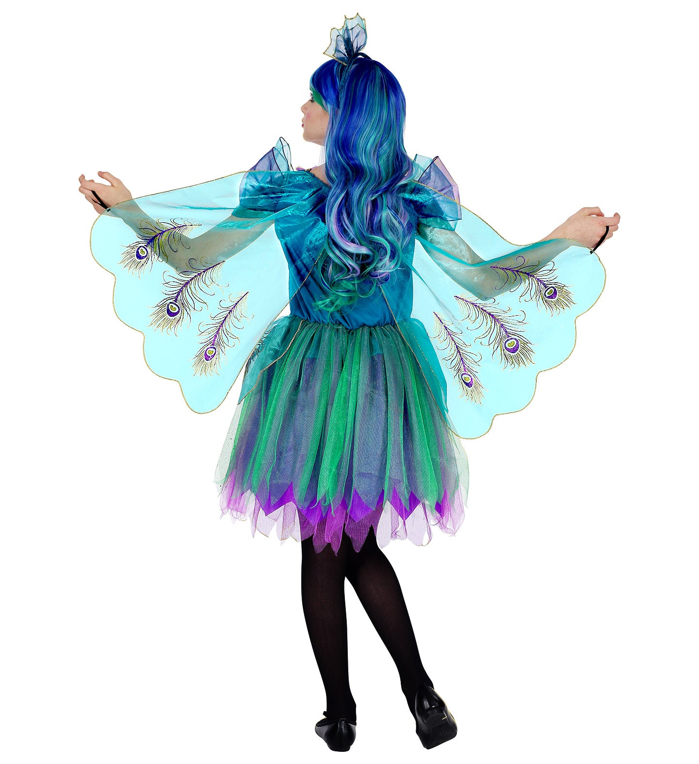 das-kost-mland-pfau-kinderkost-m-glitzerkleid-t-rkis-lila image 2