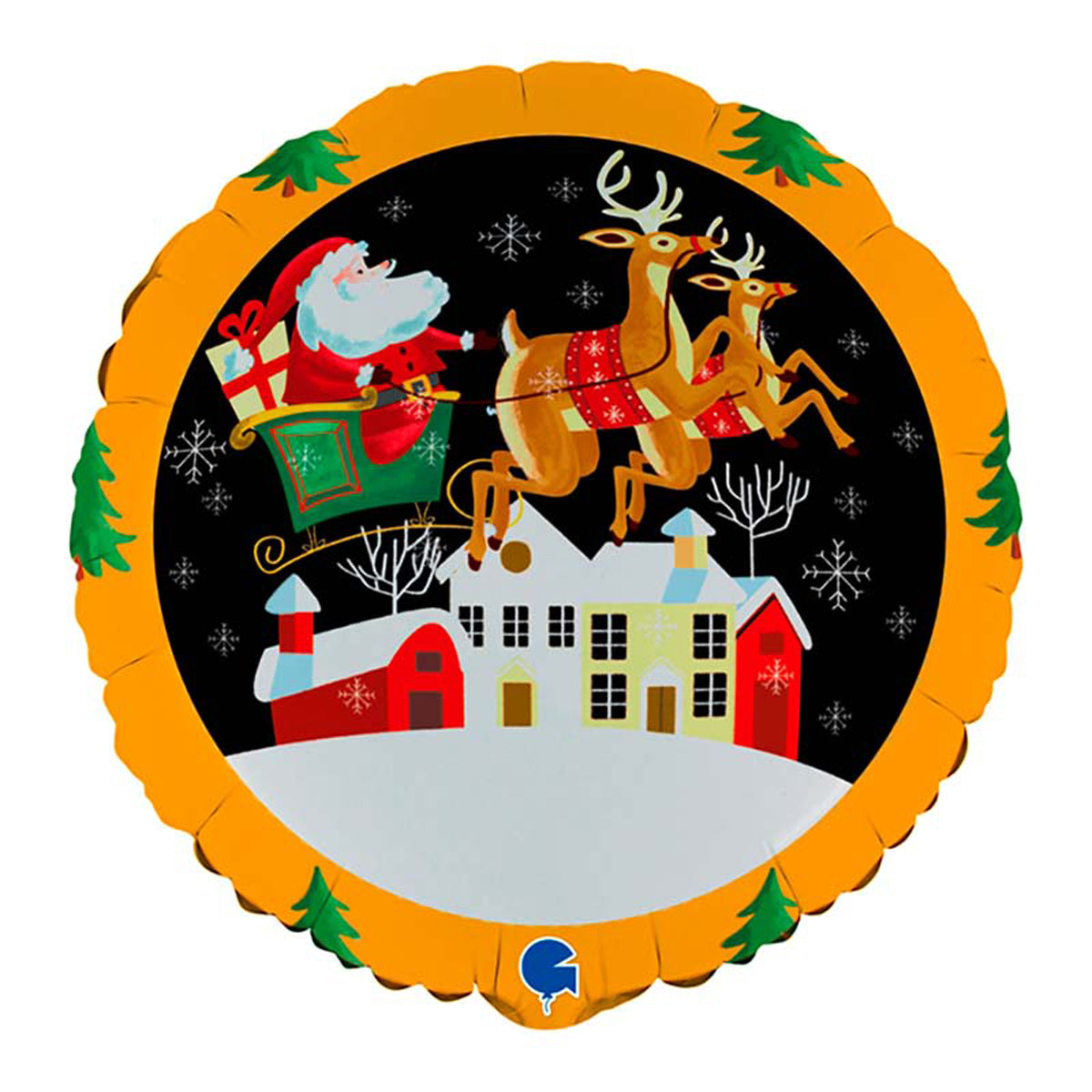 das-kost-mland-folienballon-weihnachtsmann-im-schlitten-46cm image 1
