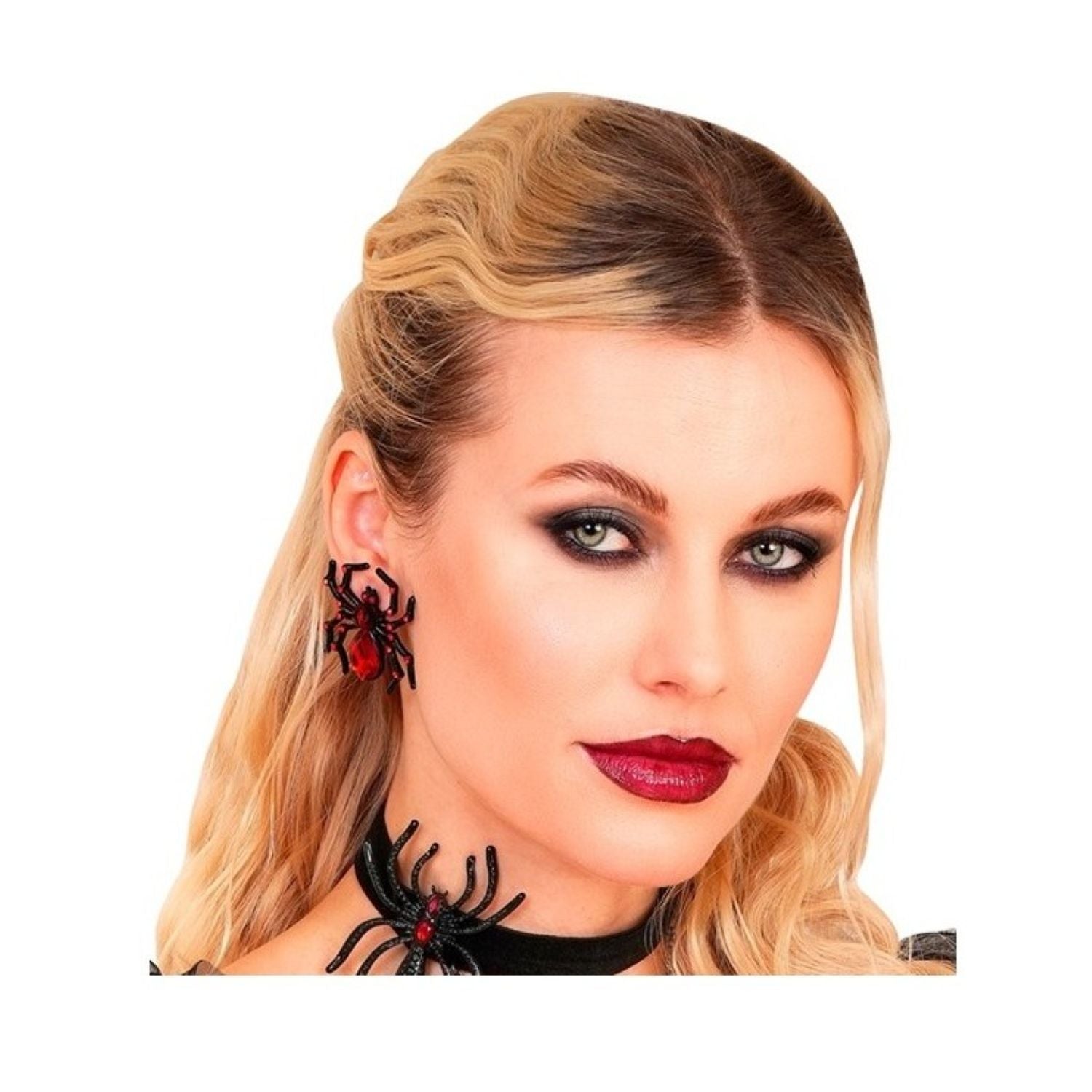 das-kost-mland-spinnen-ohrringe-schwarz-rot-strass image 4