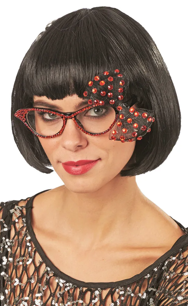 das-kost-mland-accessoires-cat-eye-brille-strass-schleife-rot image 1
