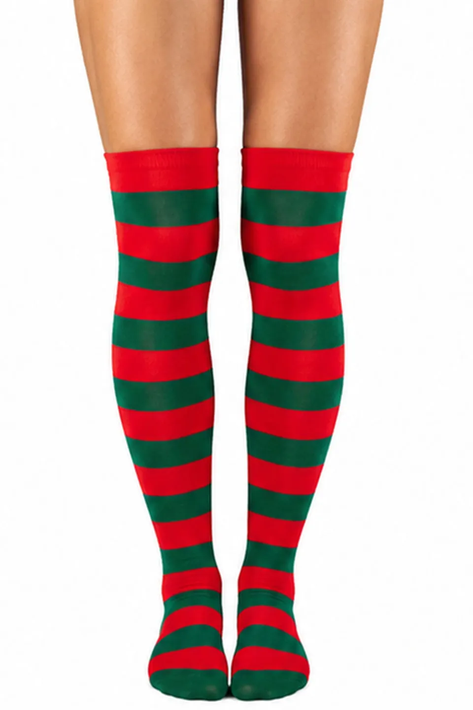 das-kost-mland-ringelstr-mpfe-overknees-gr-n-rot-kniestr-mpfe image 1
