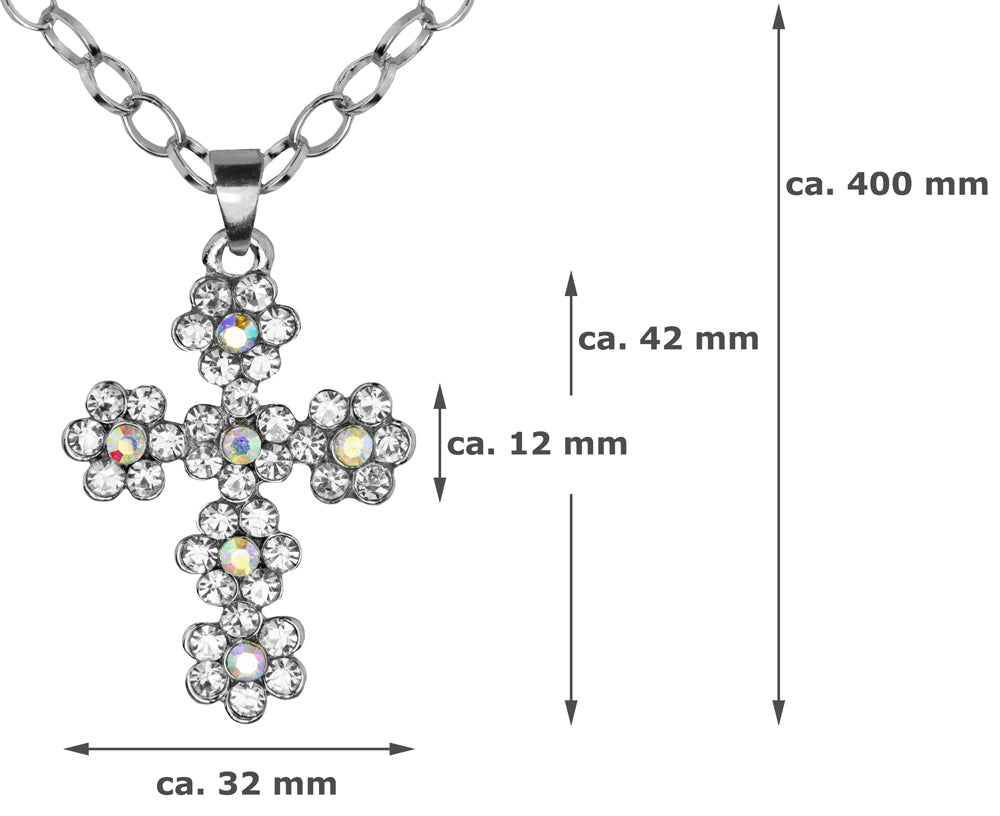das-kost-mland-kreuz-halskette-strass-blumen-silber image 2
