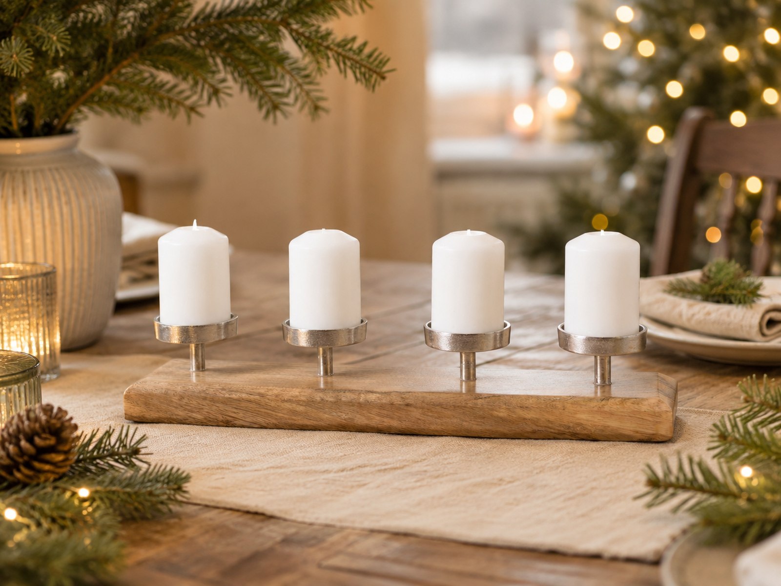 das-kost-mland-adventskerzenhalter-mangoholz-50x10-cm-4-kerzen image 2