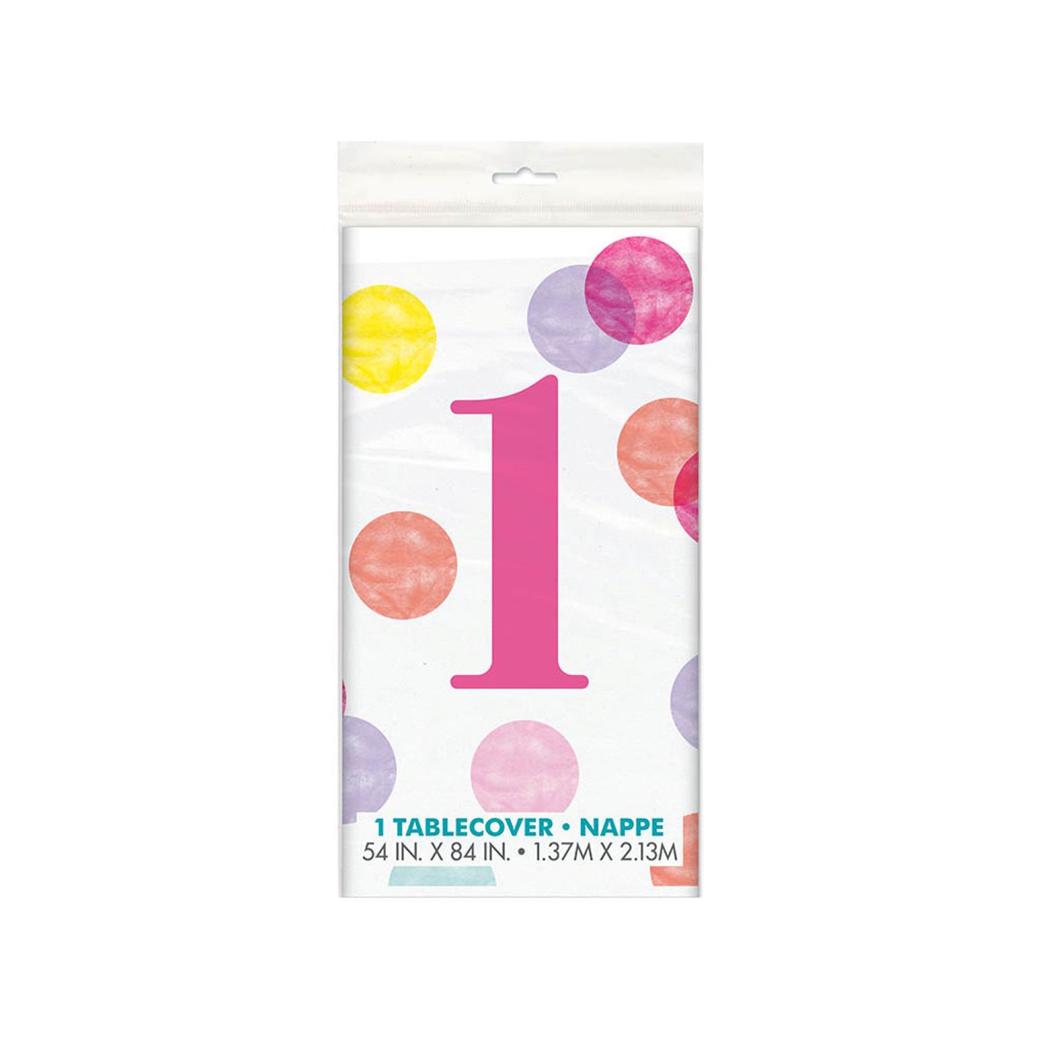 das-kost-mland-tischdecke-pvc-dots-rosa-1st-birthday-137x213cm image 1