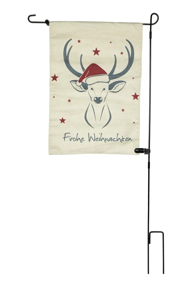 riffelmacher-gartenfahne-weihnachten-hirsch-wei-grau-13506 image 1