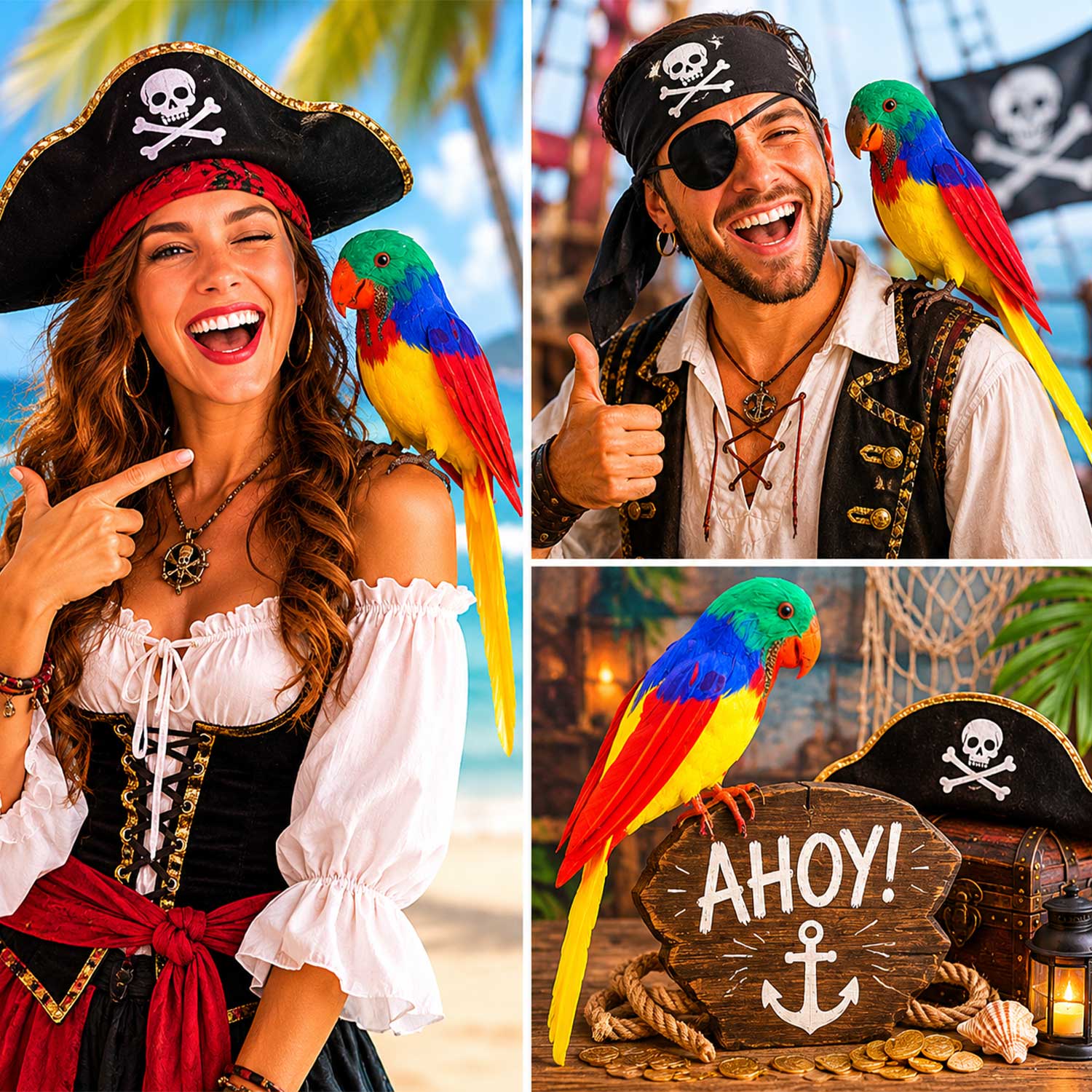 das-kost-mland-dekorationen-schulter-papagei-piratenparty-deko-26cm-bunt image 3