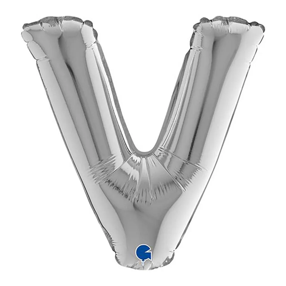 das-kost-mland-buchstabe-v-folienballon-silber-36-cm image 1