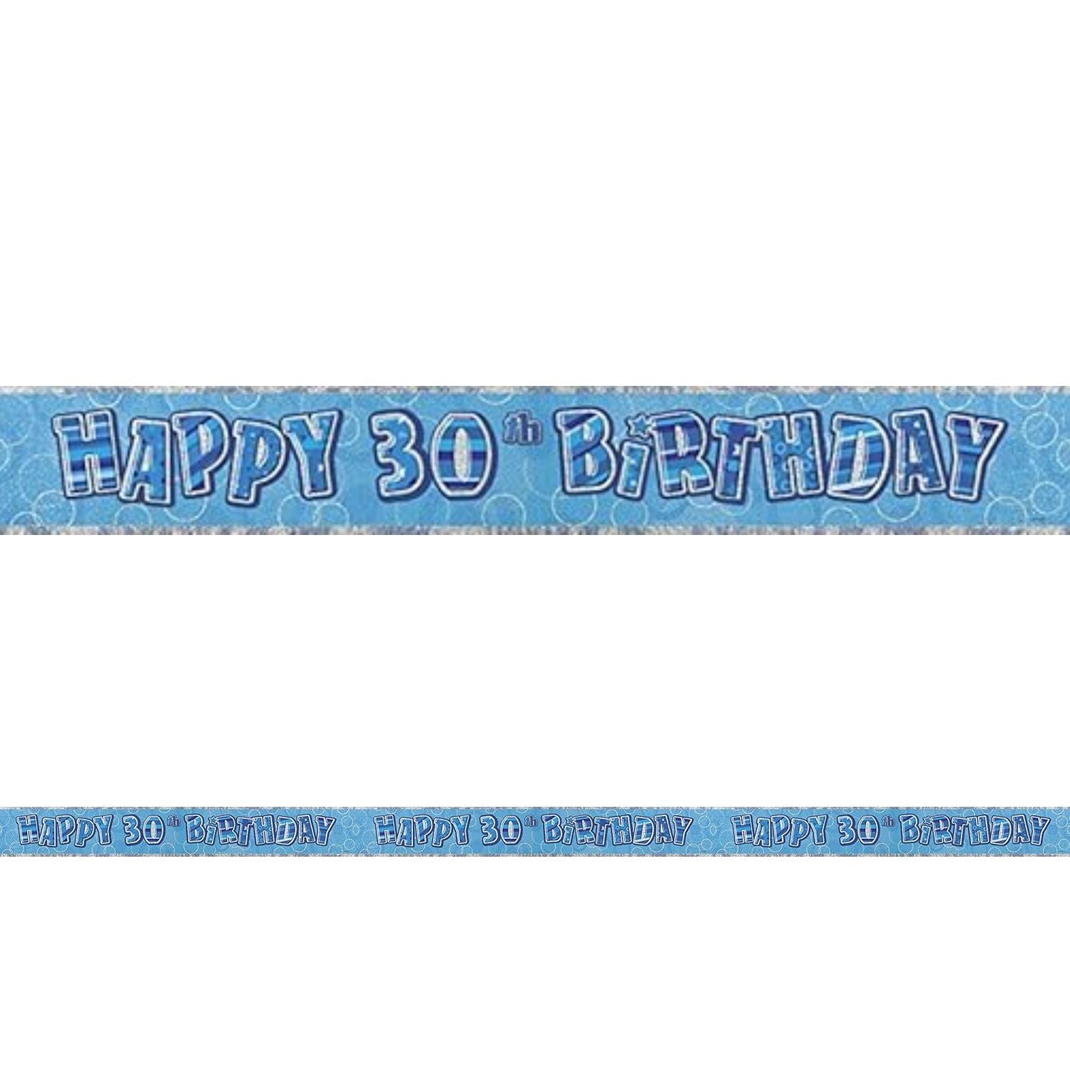 das-kost-mland-dekorationen-banner-folie-glitz-30-blau-274cm-30-geburtstag image 1