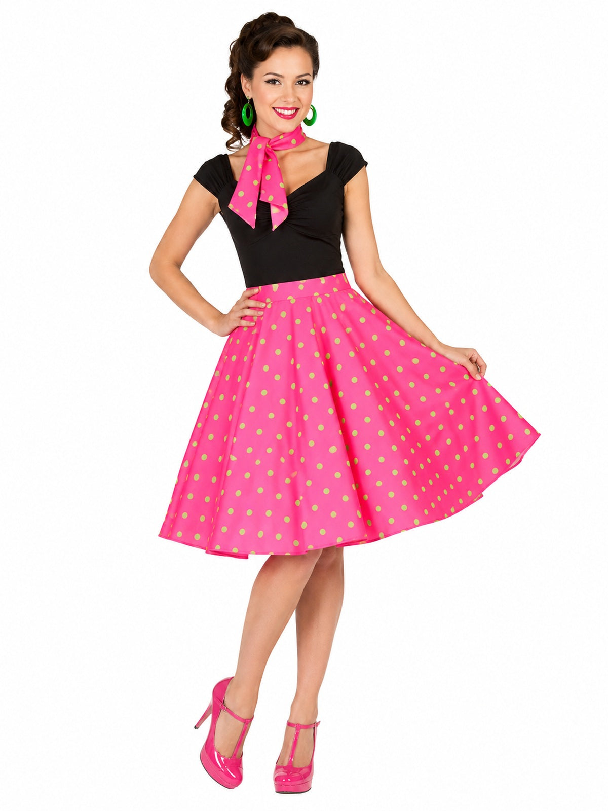 das-kost-mland-damen-50er-tellerrock-mit-halstuch-pink-gr-n image 1