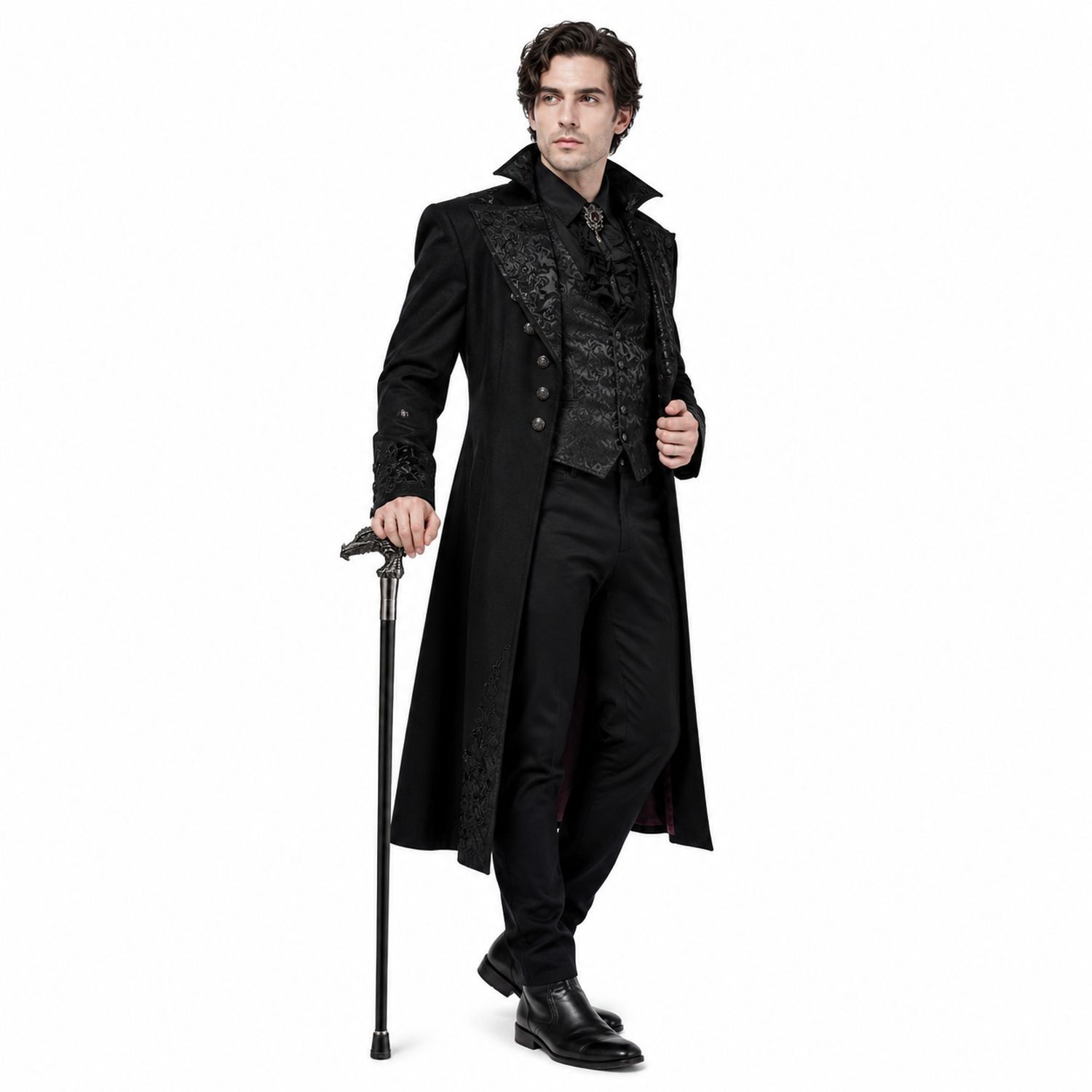 das-kost-mland-gehstock-drache-metall-schwarz-silber-93cm image 2