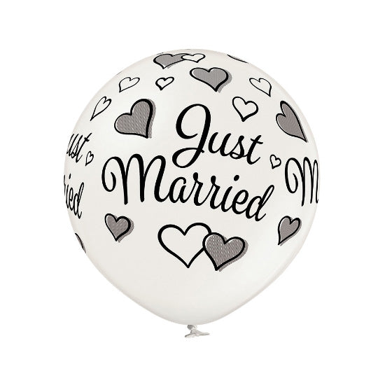 das-kost-mland-b250-luftballon-just-married-pearl-60-cm-metallic image 2