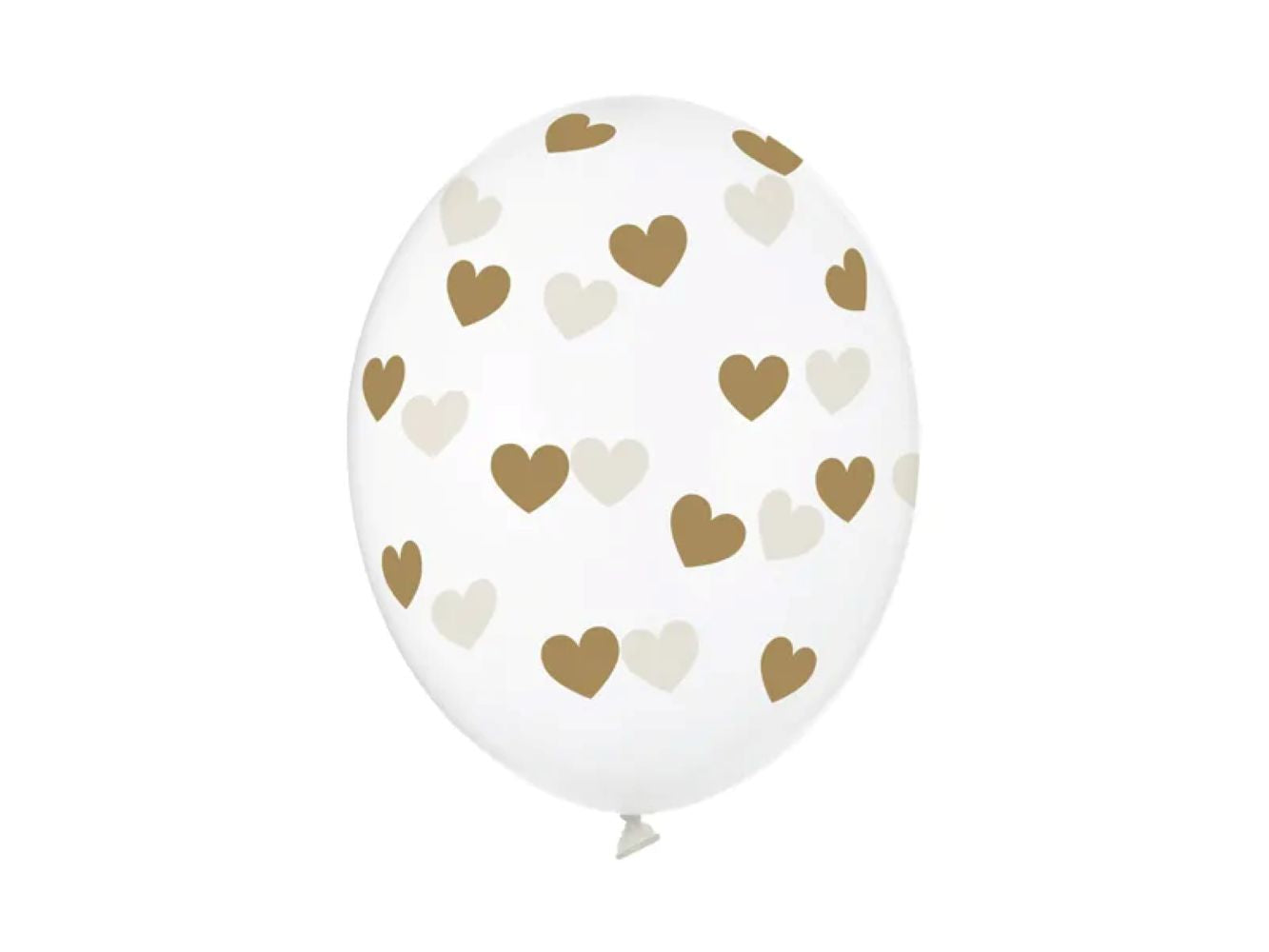 das-kost-mland-goldene-herzen-luftballon-30cm-6-stk-crystal-clear image 1