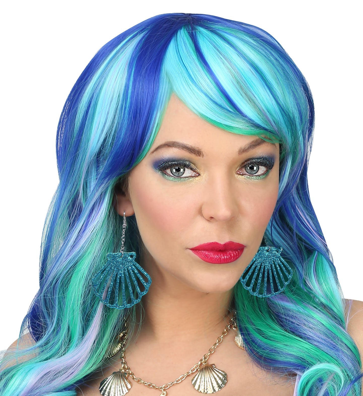das-kost-mland-accessoires-muschel-ohrringe-blau-glitzer image 3