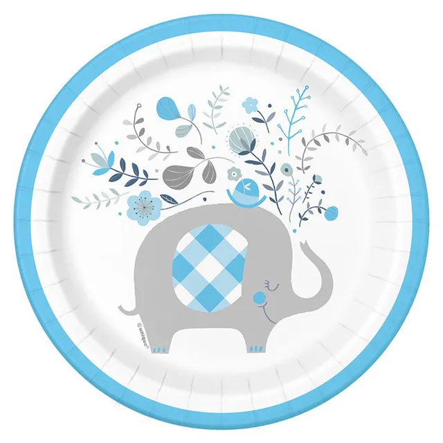 das-kost-mland-dekorationen-pappteller-elefant-blau-18cm-8stk image 1