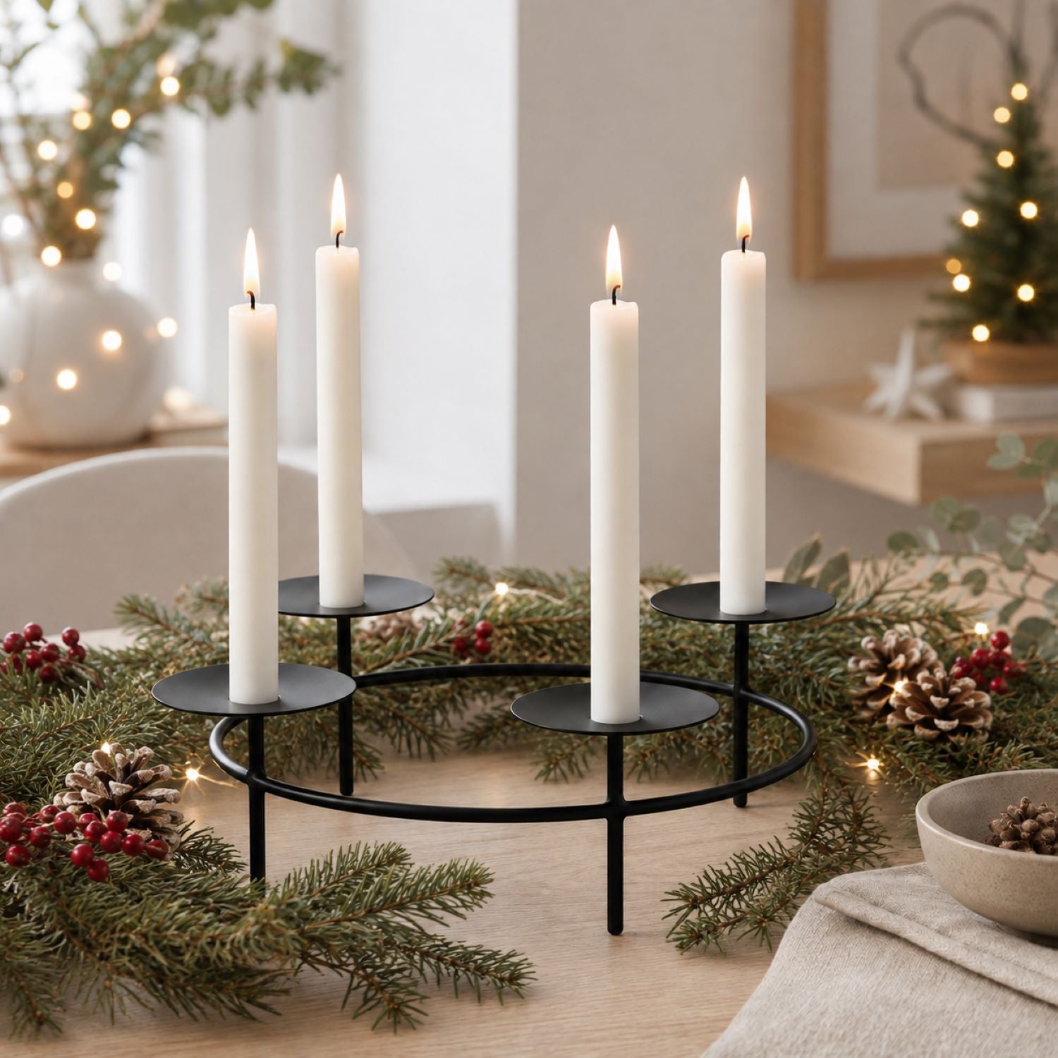 das-kost-mland-adventskranz-kerzenhalter-metall-schwarz-26cm image 4
