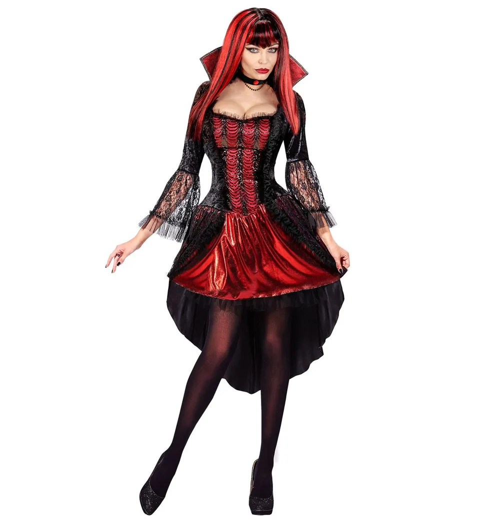 das-kost-mland-vampir-kost-m-dunja-damen-rot-schwarz-kleid image 1