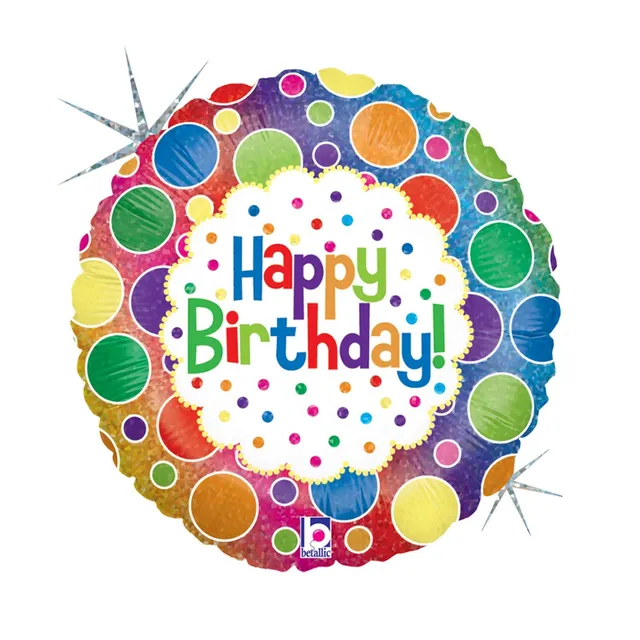 das-kost-mland-dots-happy-birthday-folienballon-holo-46cm image 1