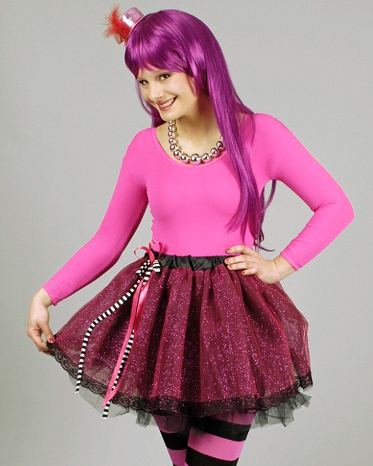 das-kost-mland-tutu-annabelle-petticoat-rock-pink-schwarz-glitzer image 4