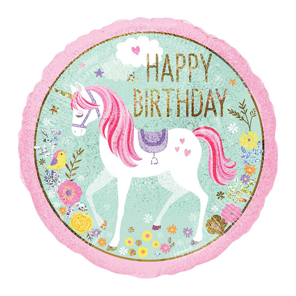 das-kost-mland-folienballon-happy-birthday-einhorn-holo-45cm image 2
