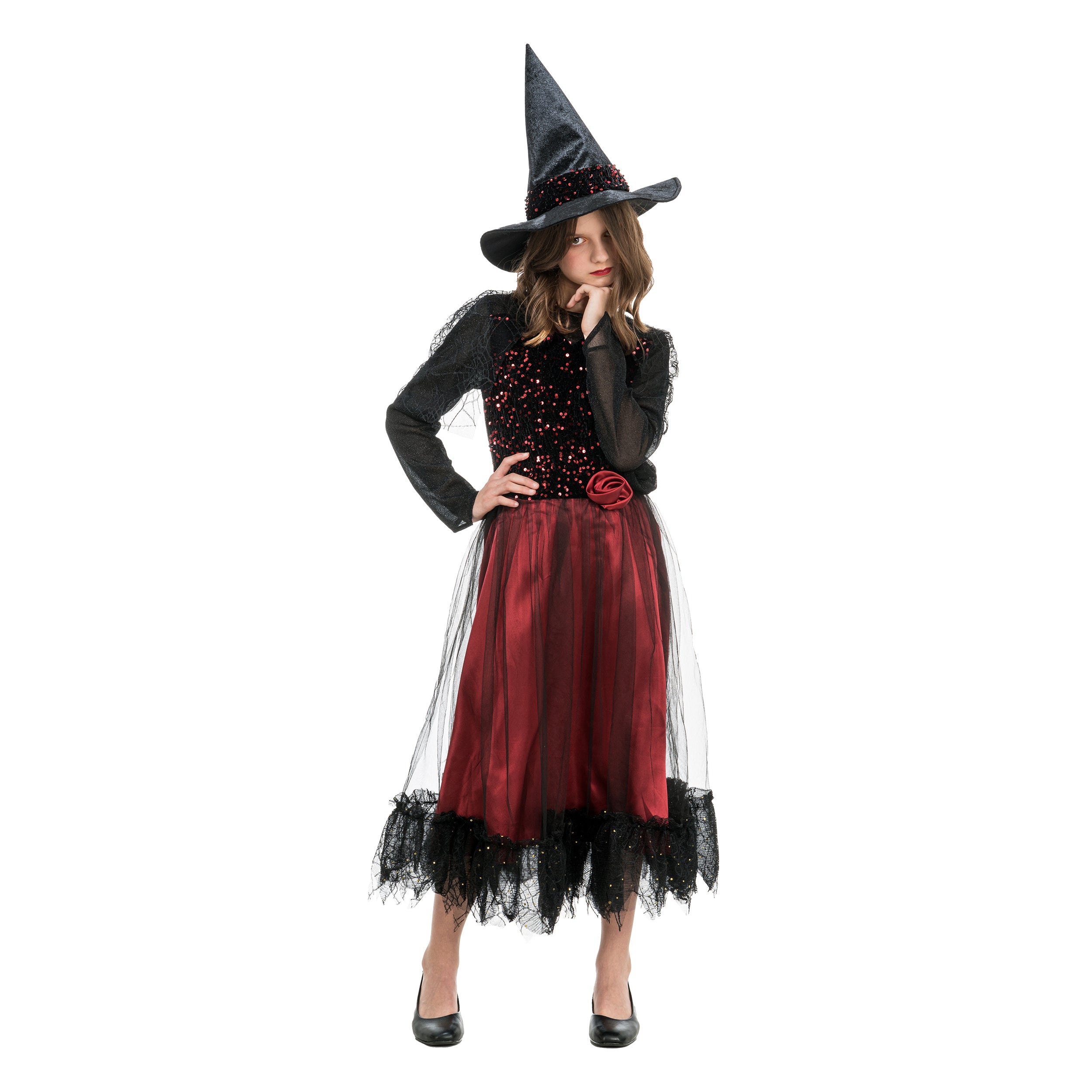 das-kost-mland-m-dchen-hexenkost-m-lucinda-kleid-schwarz-burgund image 1