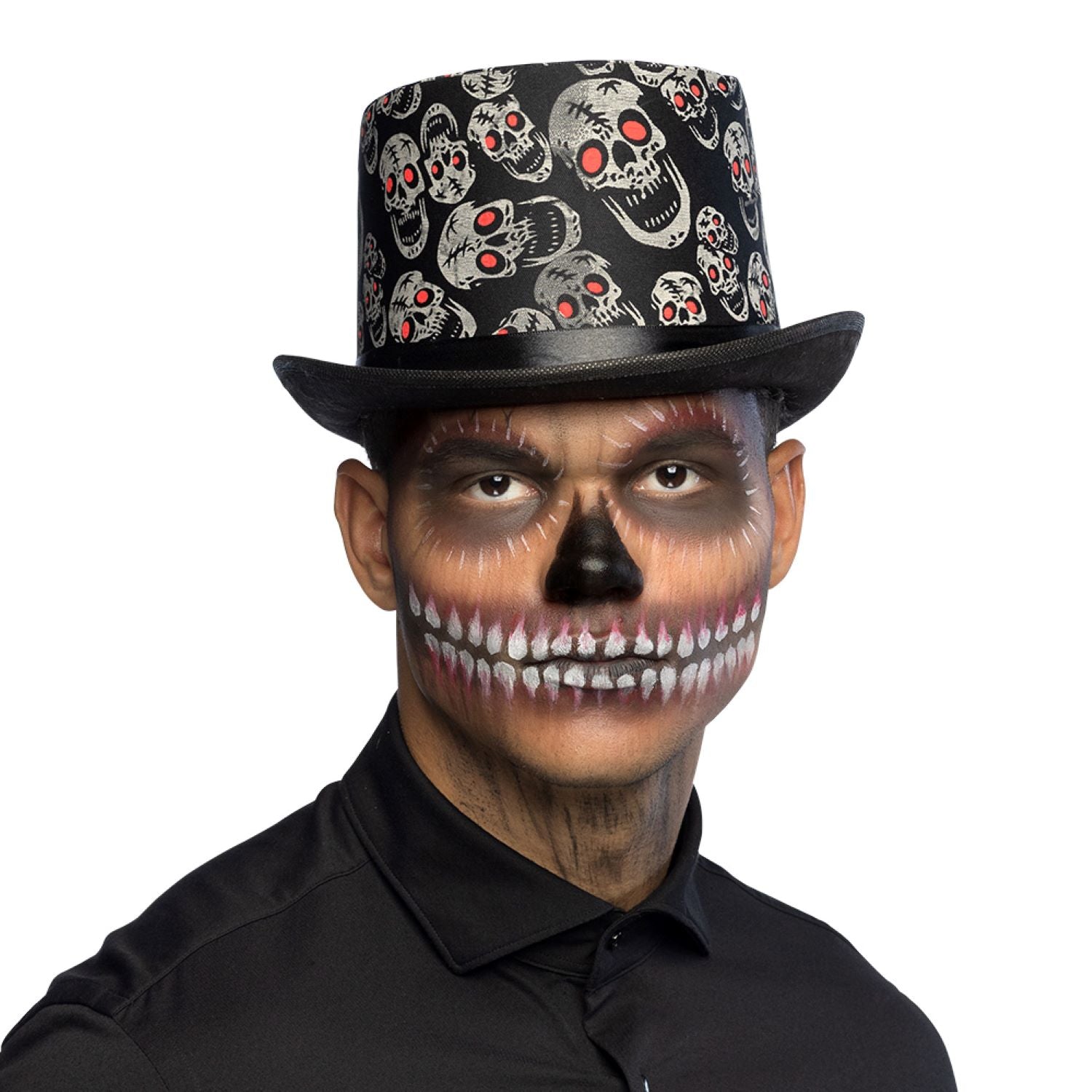 das-kost-mland-hut-zylinder-halloween-totenk-pfe-schwarz image 2