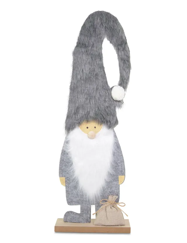 holz-wichtel-dekofigur-santa-mit-sack-46-cm-grau-10136 image 1