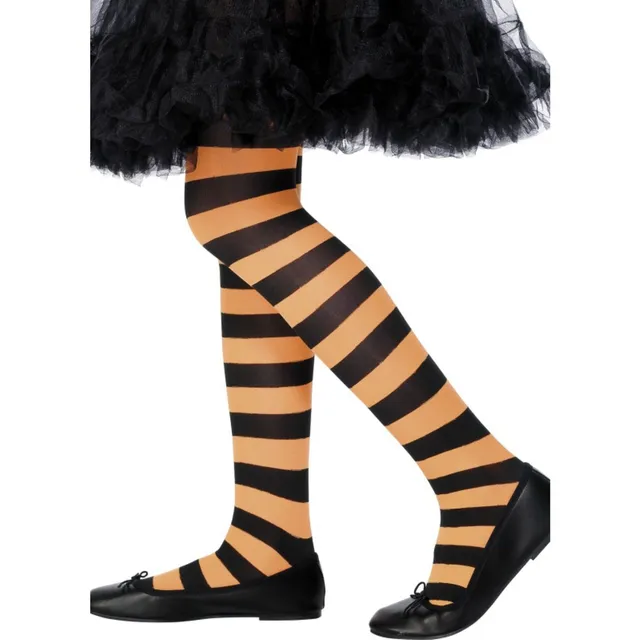 das-kost-mland-kid-strumpfhose-quergestreift-schwarz-orange-6-12j image 1