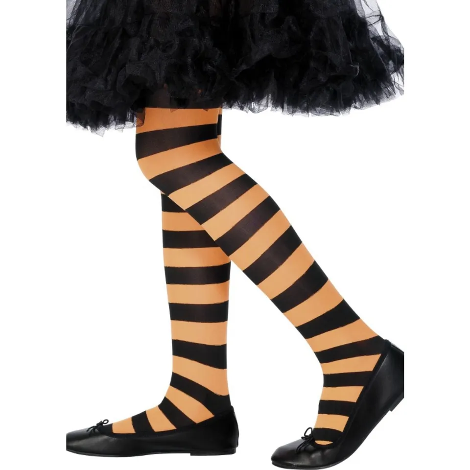 das-kost-mland-kid-strumpfhose-quergestreift-schwarz-orange-6-12j image 1