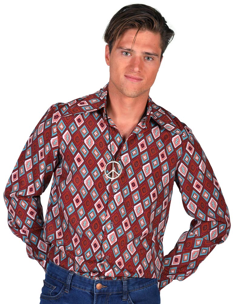 das-kost-mland-vintage-retro-herren-hemd-braun-70er-hippie-party image 2
