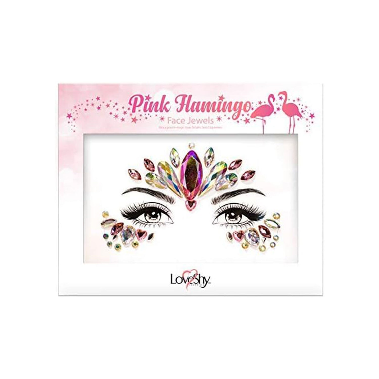 loveshy-pink-flamingo-face-jewels-selbstklebende-glitzersteine-silber image 1