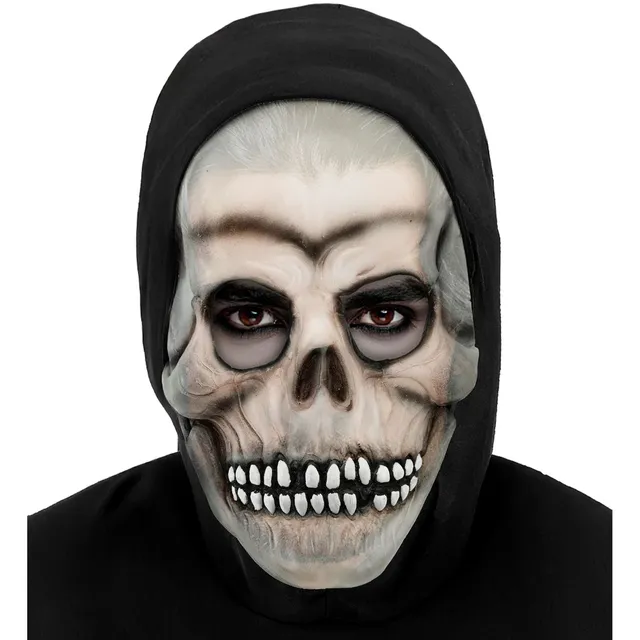 das-kost-mland-totenkopf-maske-kapuze-wei-schwarz-leuchtend image 1