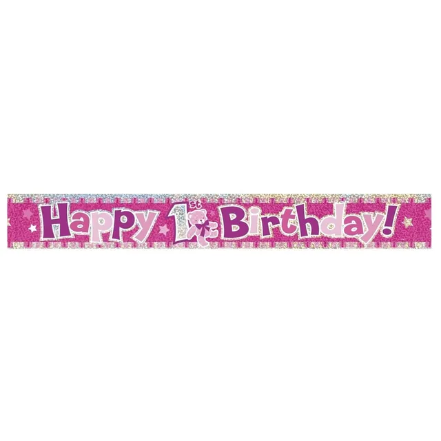 das-kost-mland-dekorationen-banner-folie-1st-bday-365cm-pink image 1
