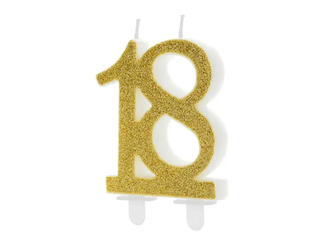 das-kost-mland-geburtstagskerze-glitter-gold-zahl-18-10-cm image 1