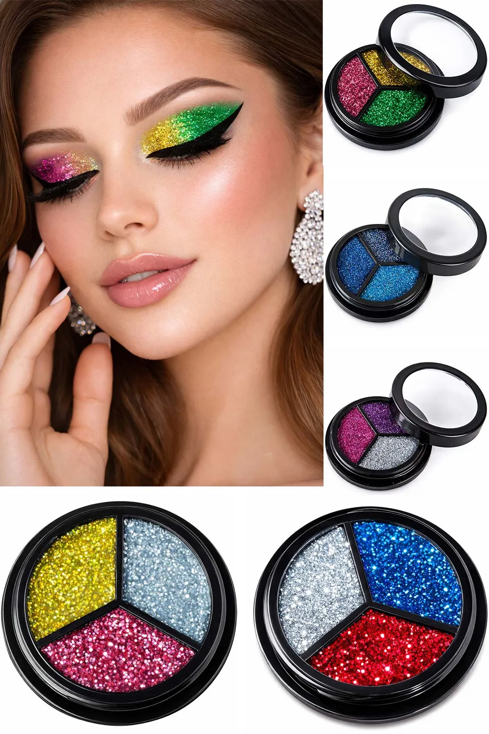 jofrika-trio-glitter-make-up-gold-gr-n-pink-schminke image 1
