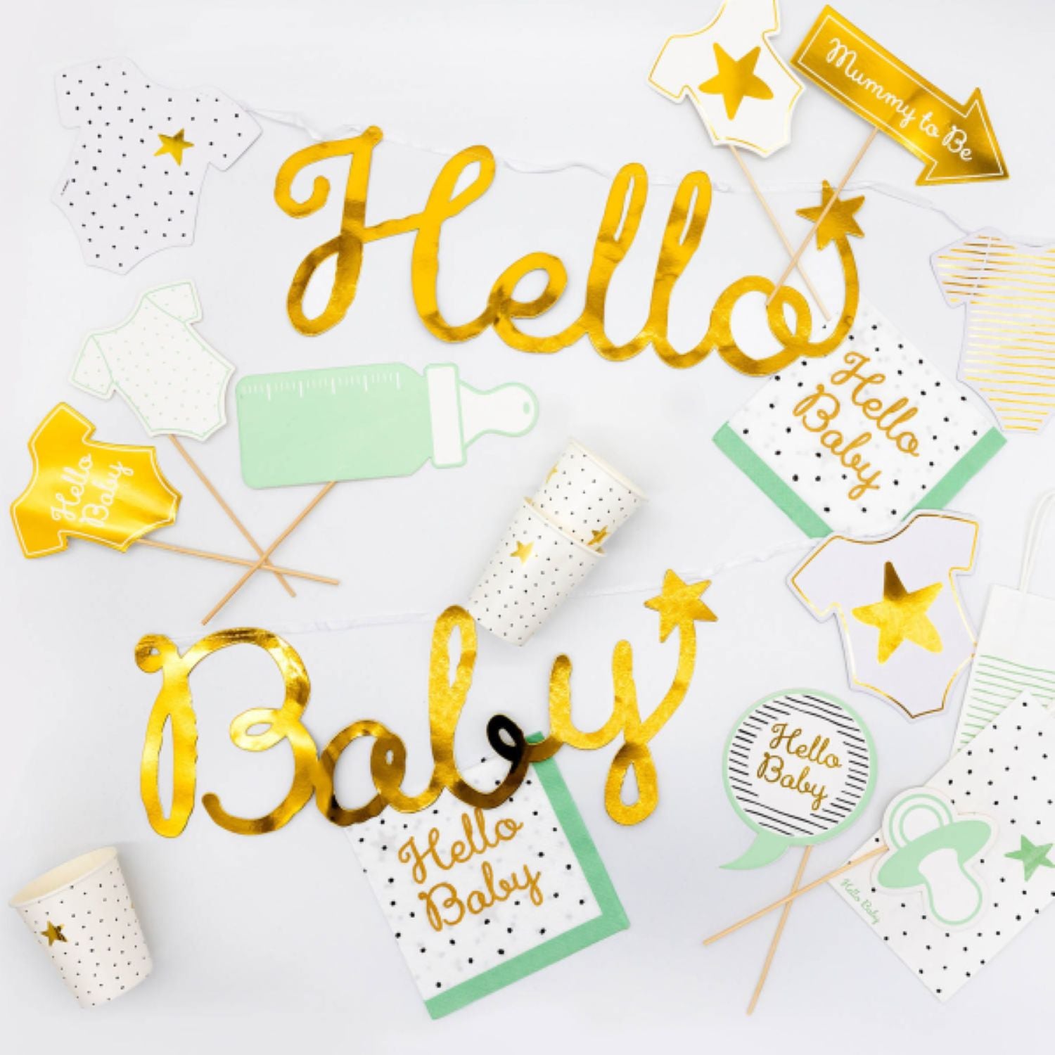 das-kost-mland-hello-baby-papier-tischdecke-120x180cm-wei-gold image 3