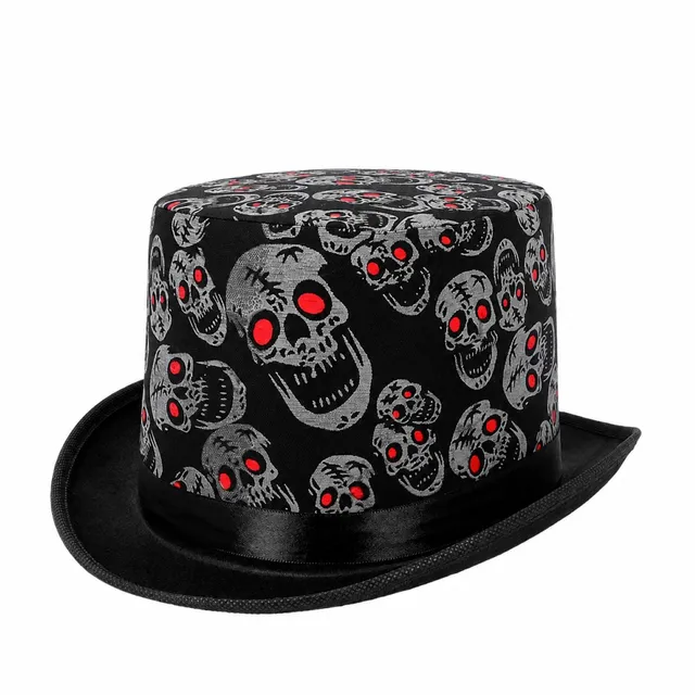 das-kost-mland-hut-zylinder-halloween-totenk-pfe-schwarz image 1