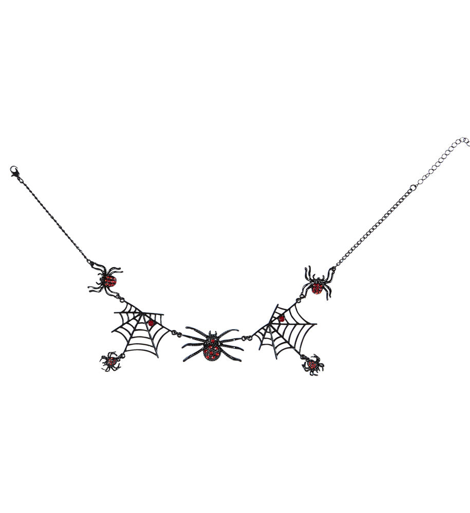 das-kost-mland-accessoires-strass-spinnen-halskette-schwarz-rot image 2