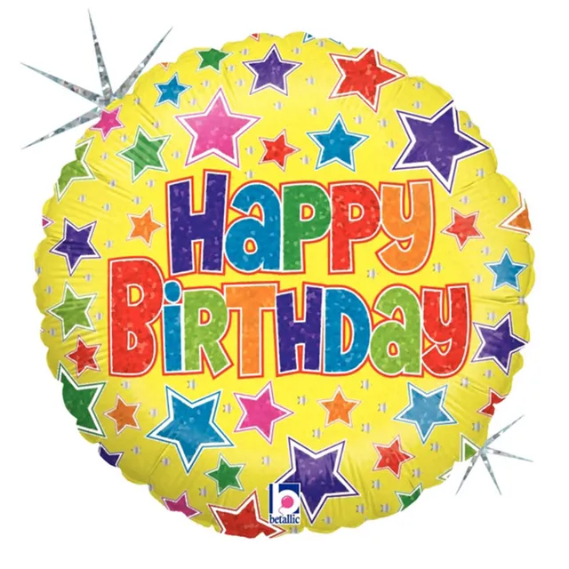 das-kost-mland-happy-birthday-folienballon-stars-holo-46cm image 1