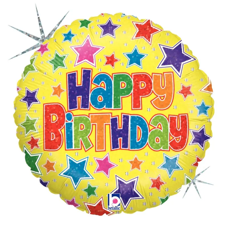 das-kost-mland-happy-birthday-folienballon-stars-holo-46cm image 1