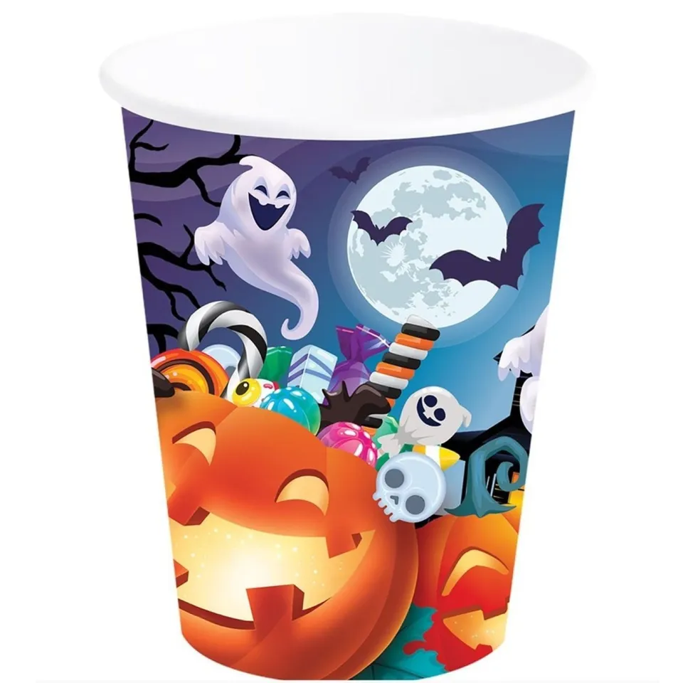 das-kost-mland-dekorationen-halloween-becher-geister-240ml-6stk image 1