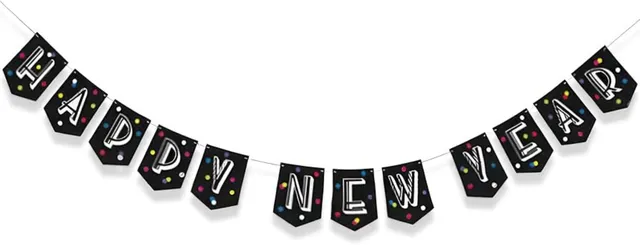 das-kost-mland-wimpelkette-neon-dots-happy-new-year-213cm image 1
