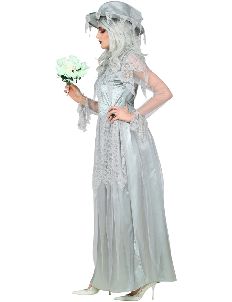 das-kost-mland-damen-geisterbraut-kost-m-kleid-hut-grau-gr-l image 3