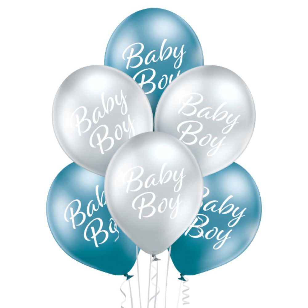 das-kost-mland-dekorationen-baby-boy-luftballons-30cm-blau-silber-6-st-ck image 1