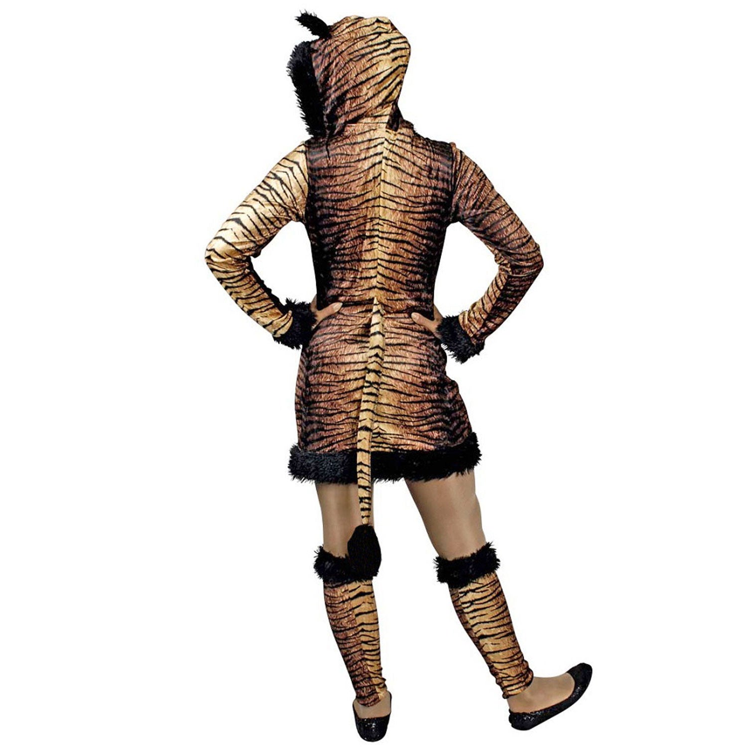 das-kost-mland-damen-tiger-tierkost-m-kleid-stulpen-kapuze image 3